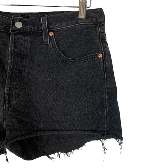 Levis 501 High Waist Cut Off Jean Shorts Size 29 Black - Picture 4 of 9